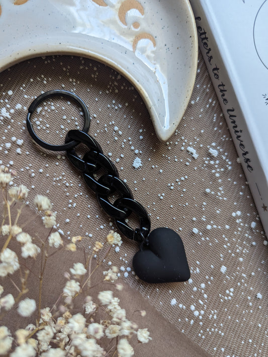 Matte Black Heart Keychain