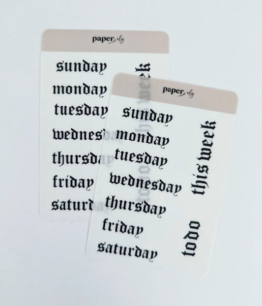 Bold Days of the Week Stickers
